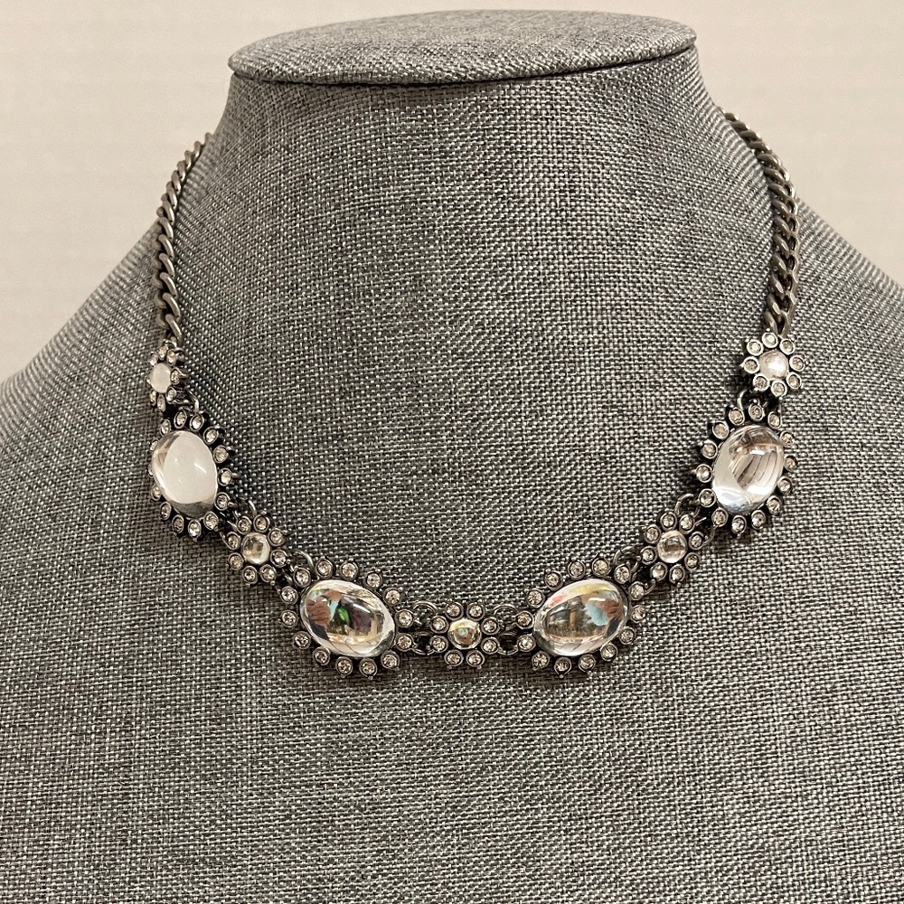 Lia Sophia Signed Vintage Large Clear Beads Rhinestones Necklace